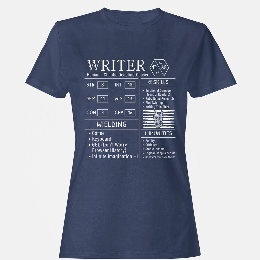 Writer Stats New Women's T-Shirt - Navy - 10