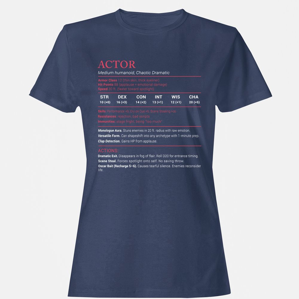 Actor Stats Women's T-Shirt - Navy - 10