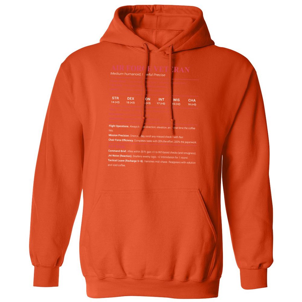Air Force Veteran Classic Unisex Hoodie - Orange - 10