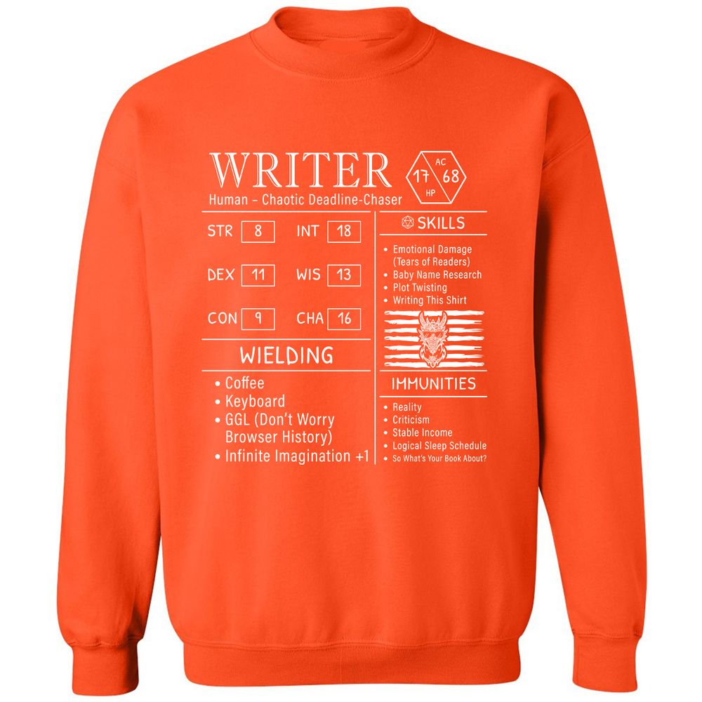 Writer Stats New Classic Unisex Sweatshirt - Orange - 10