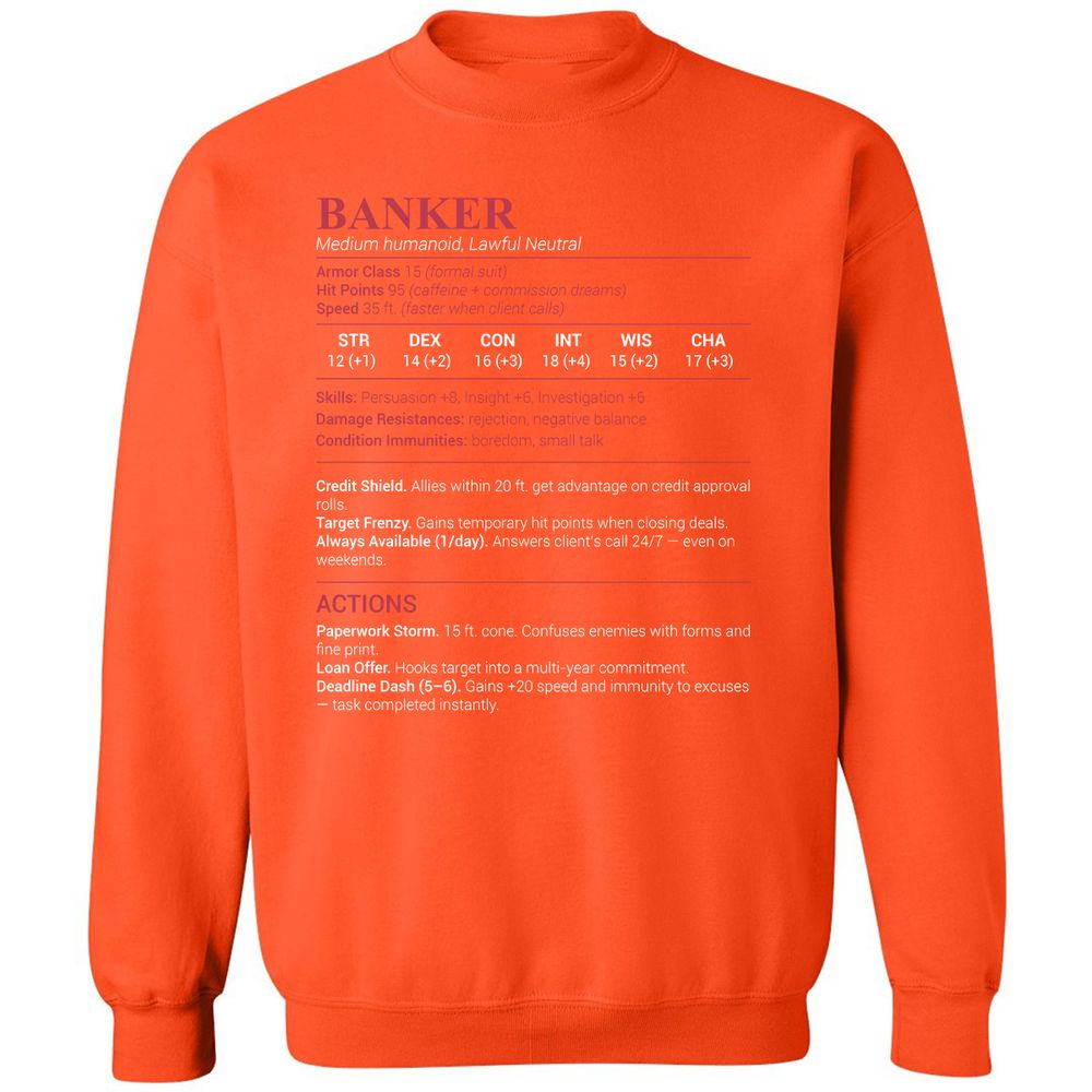 Banker Stats Classic Unisex Sweatshirt - Orange - 10