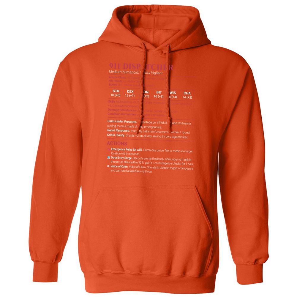 911 Dispatcher Classic Unisex Hoodie - Orange - 10