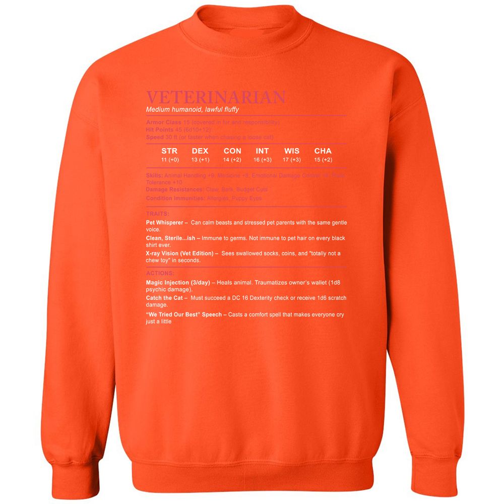 Veterinarian Stats Classic Unisex Sweatshirt - Orange - 10