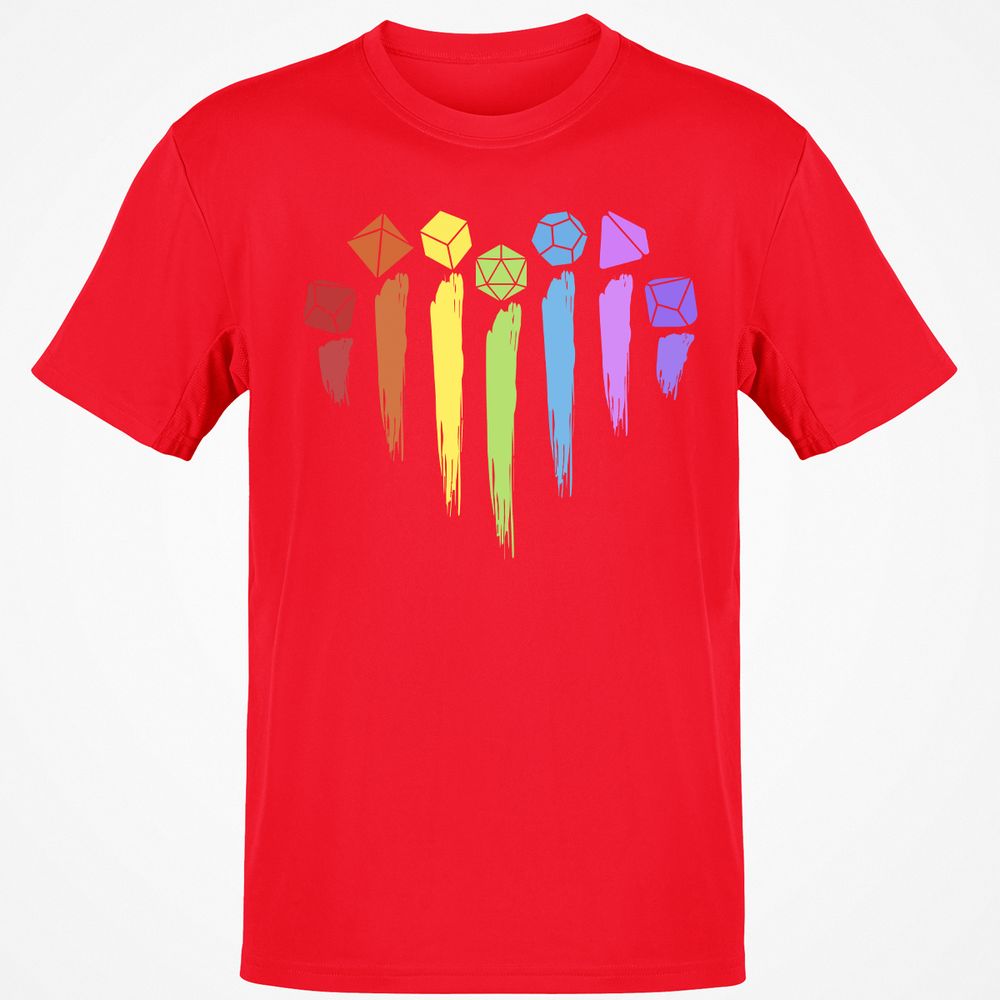 Dice Rainbow Heart Shape T-Shirt - Red - 10