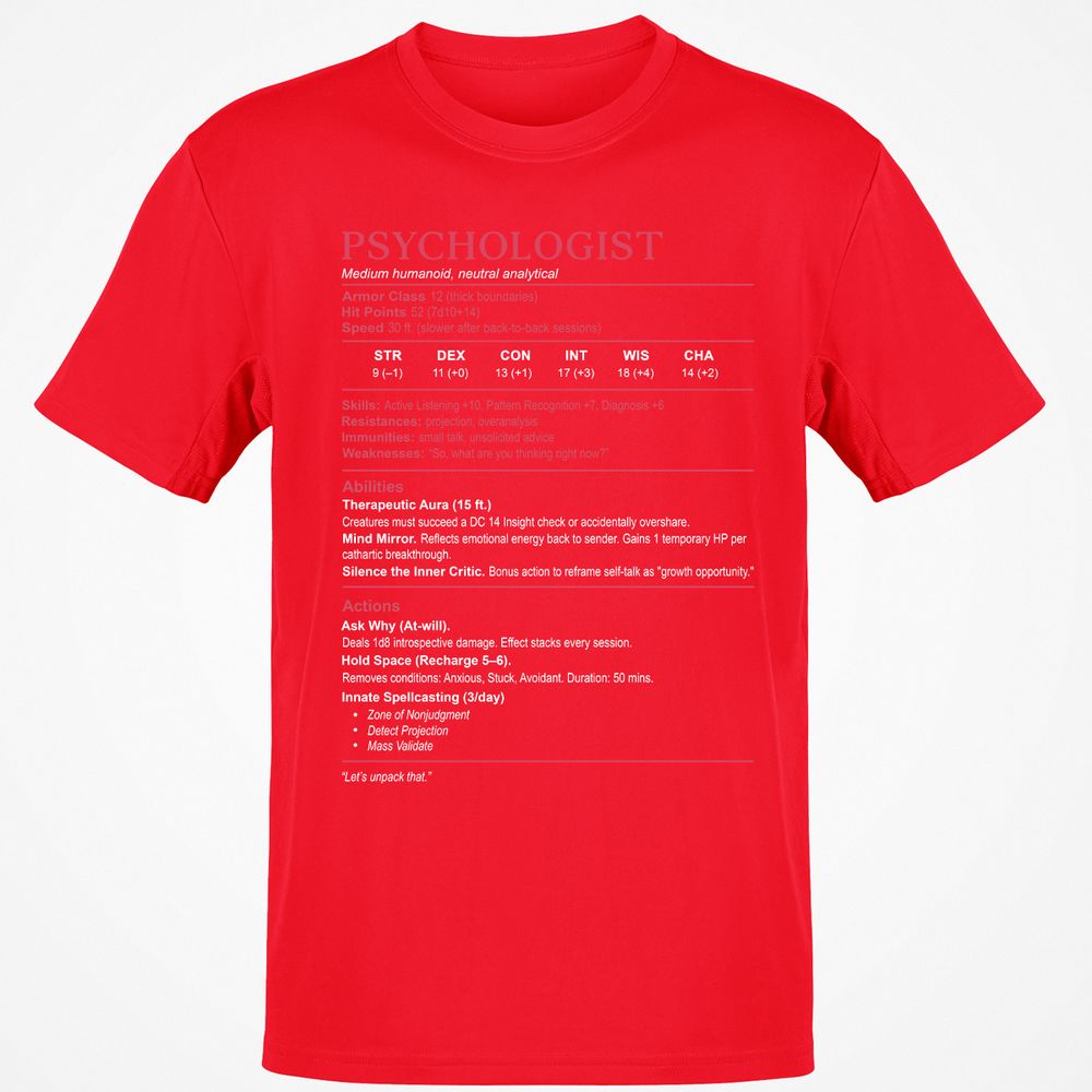 Psychologist Stats Classic Unisex T-Shirt - Red - 10