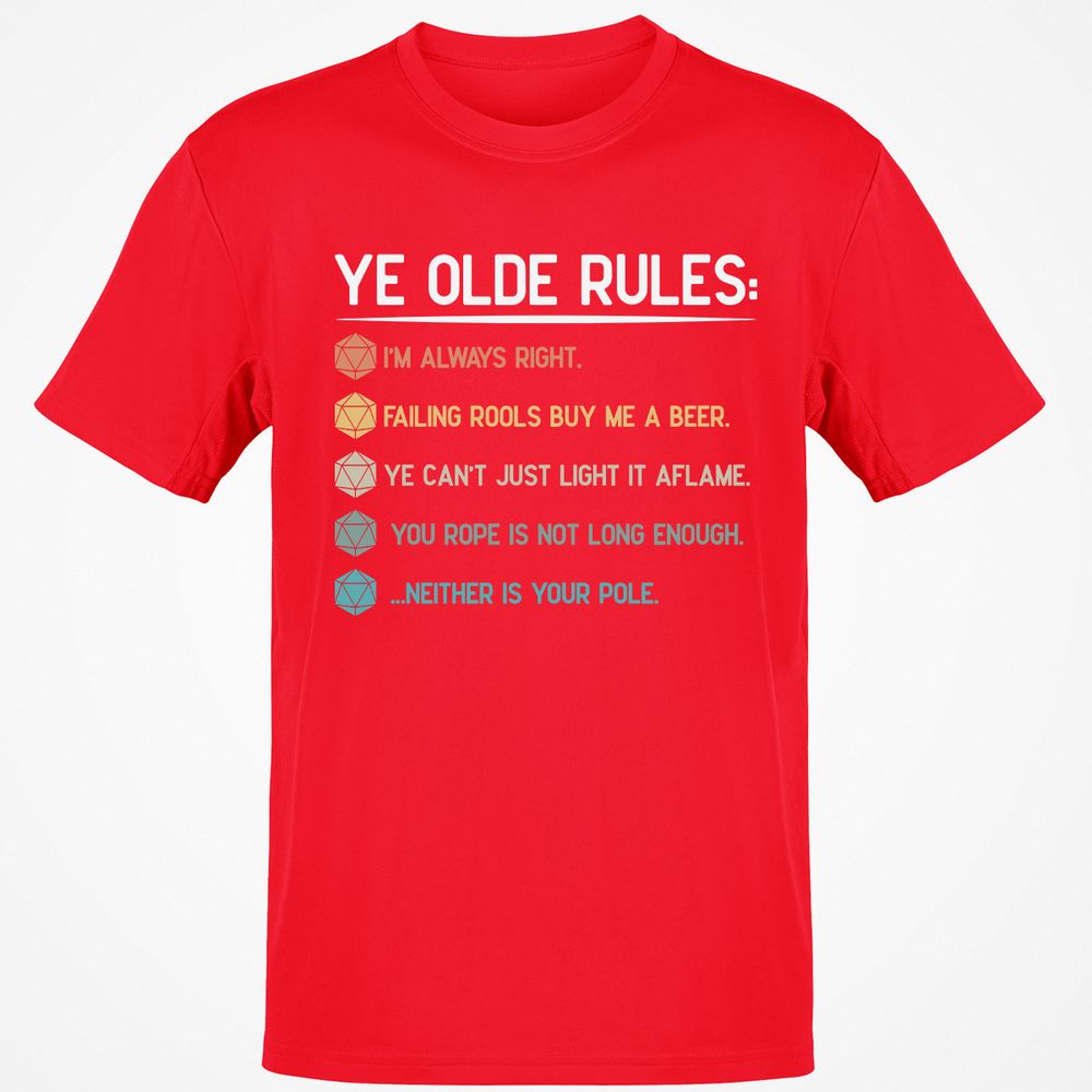 Dungeon Master Rules – Ye Olde RPG Classic Unisex T-Shirt - Red - 10