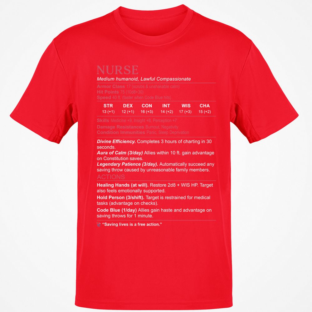 Nurse Stats 3 Classic Unisex T-Shirt - Red - 10