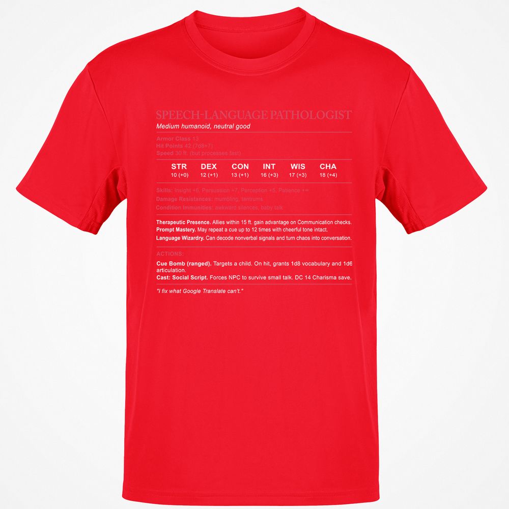 Speech Language Pathologist Stats Classic Unisex T-Shirt - Red - 10