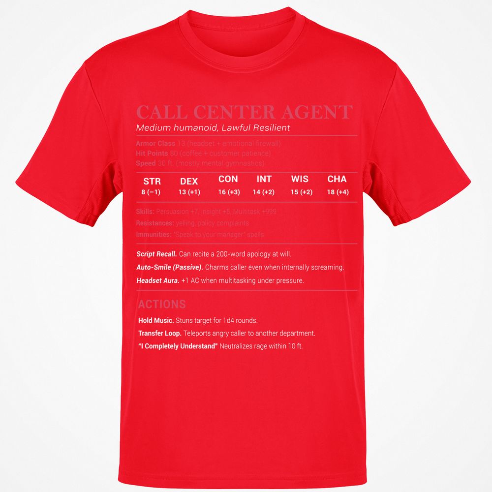 Call Center Agent Stats Classic Unisex T-Shirt - Red - 10