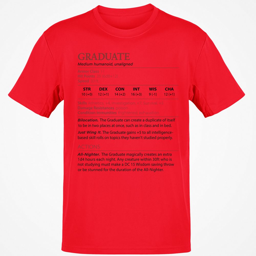 Graduate Stats Classic Unisex T-Shirt - Red - 10