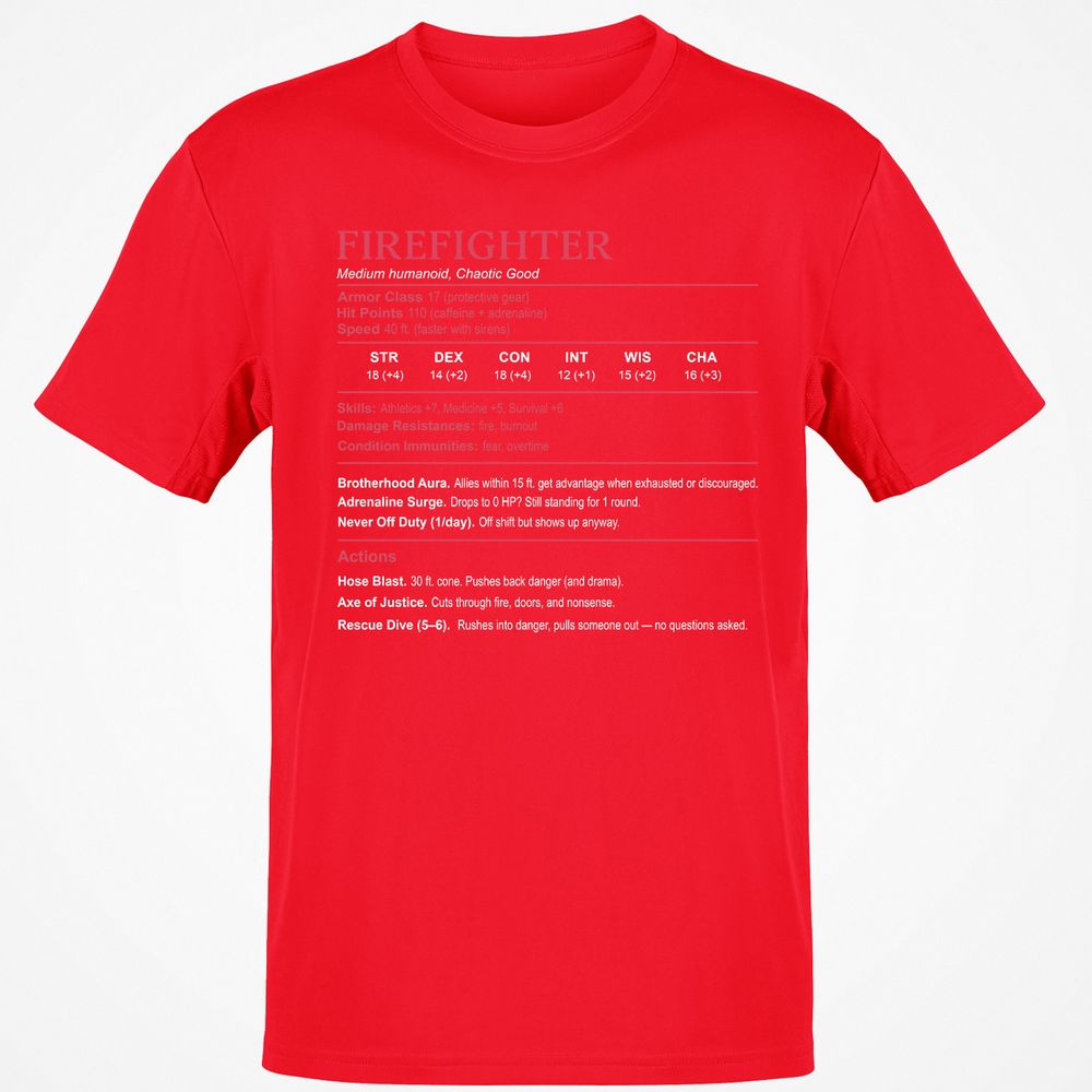 Firefighter Stats Classic Unisex T-Shirt - Red - 10