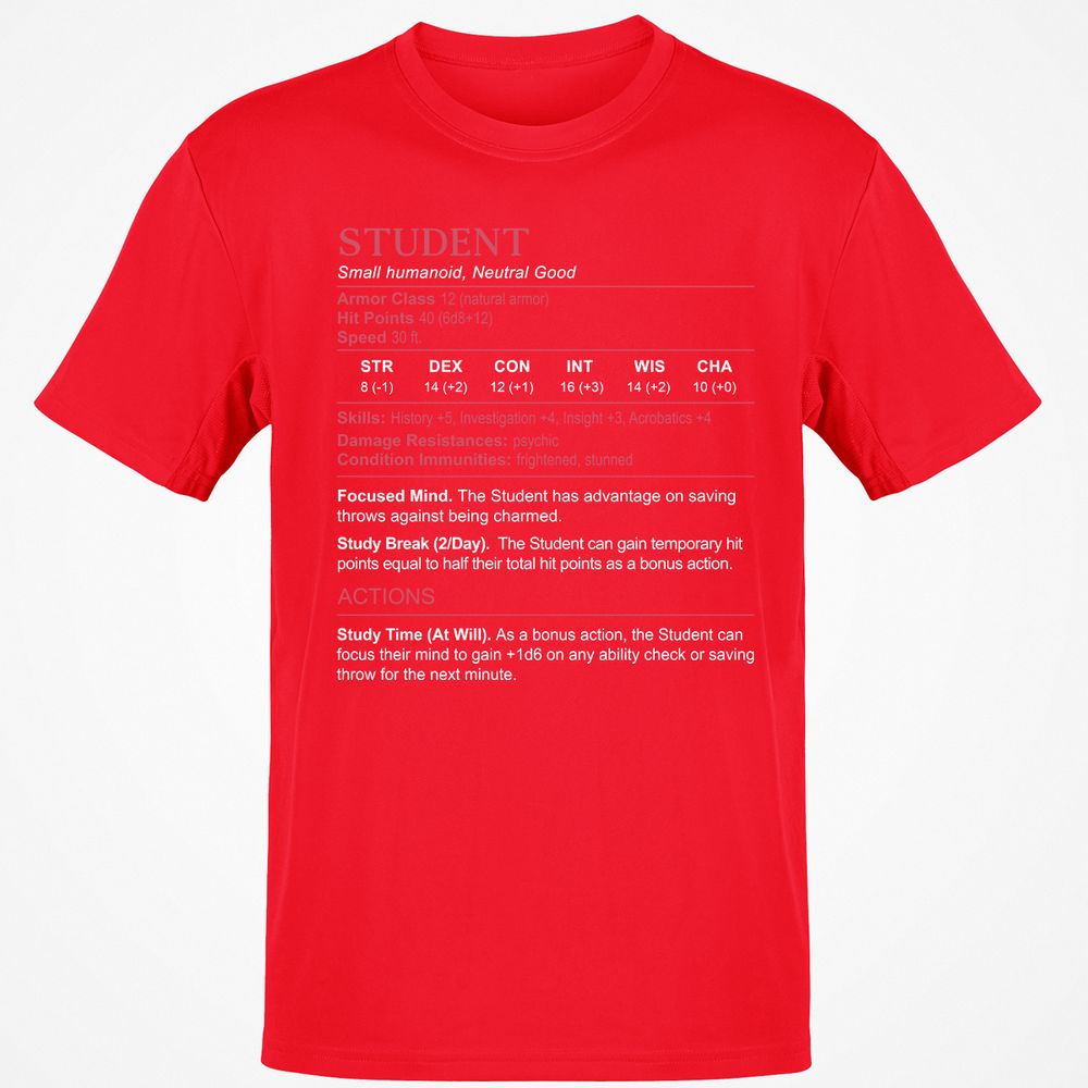 Student Stats Classic Unisex T-Shirt - Red - 10