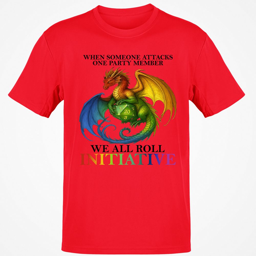 Dragon We All Roll For Initiative Classic Unisex T-Shirt - Red - 10