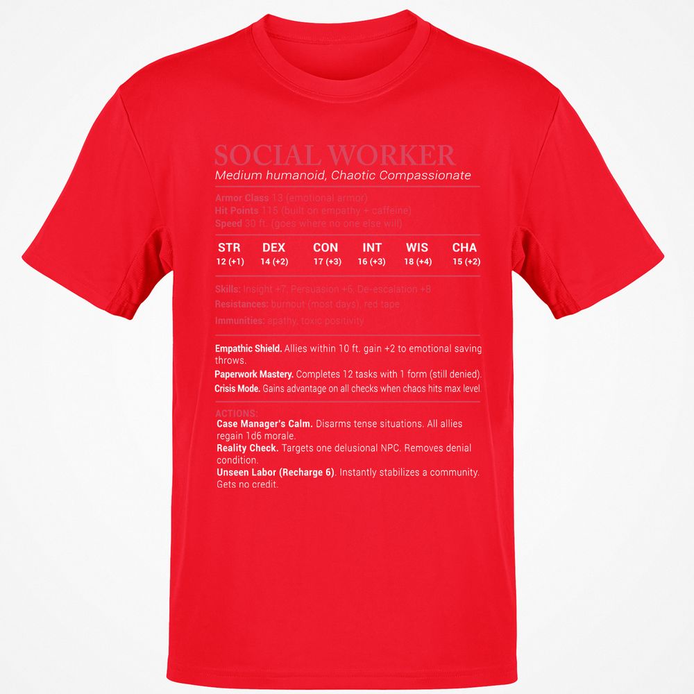 Social Worker Stats Classic Unisex T-Shirt - Red - 10