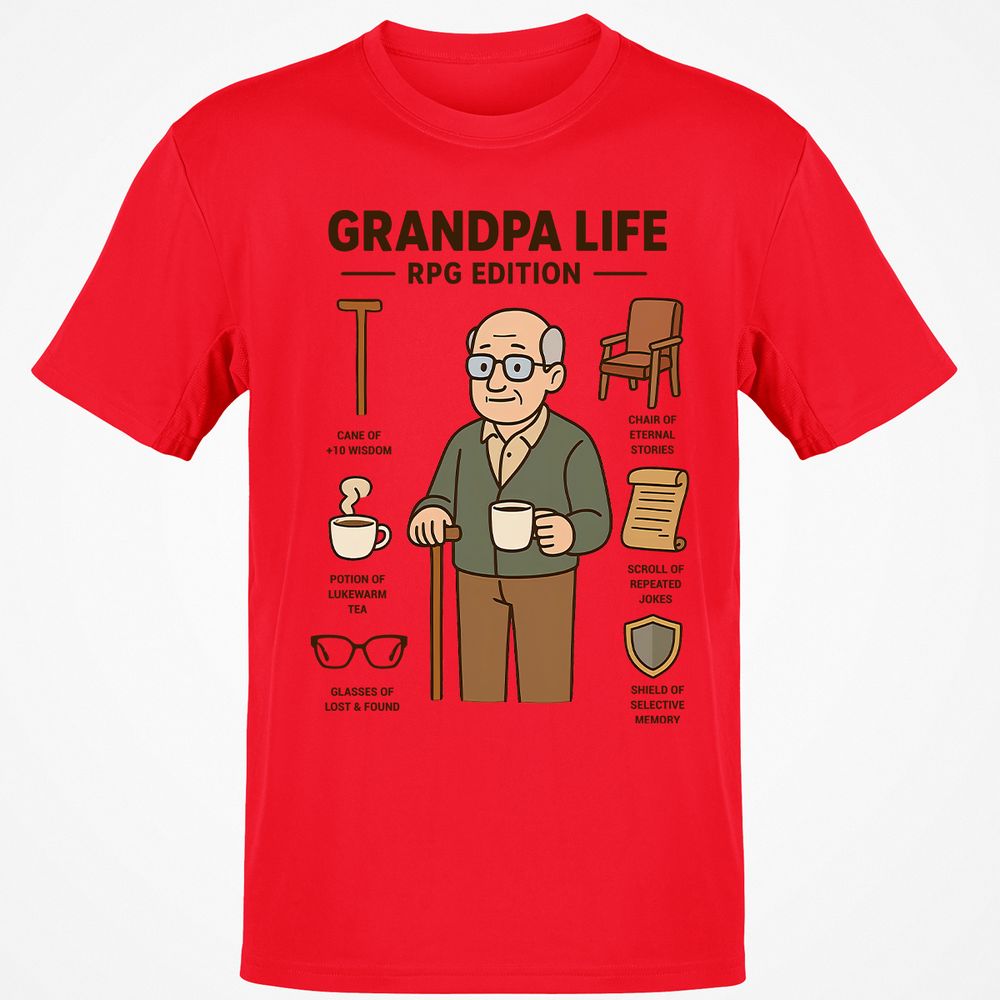 Grandpa Life RPG Edition Classic Unisex T-Shirt - Red - 10