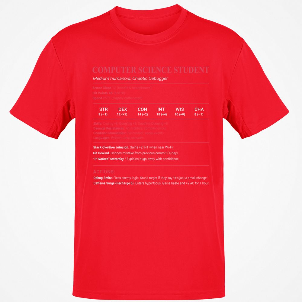 Computer Science Student Classic Unisex T-Shirt - Red - 10