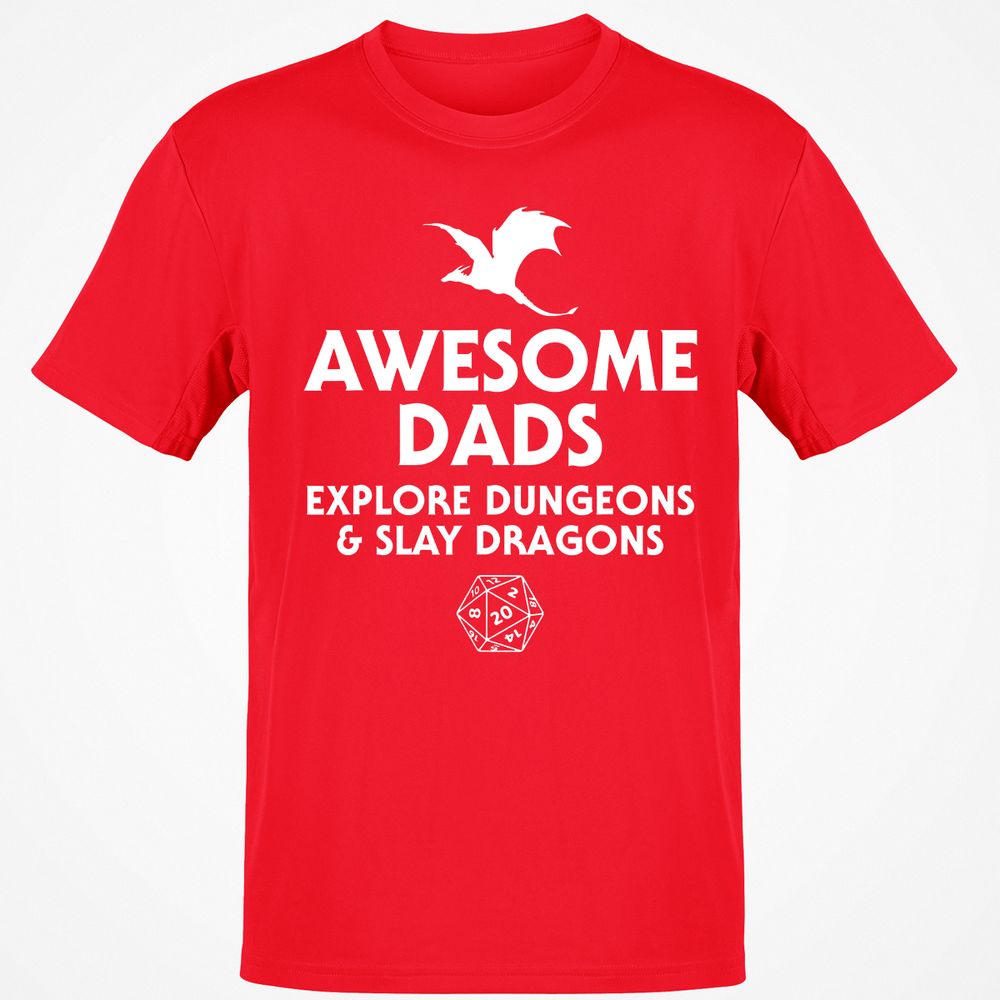Awesome Dads Slay Dragons T-Shirt - Red - 10