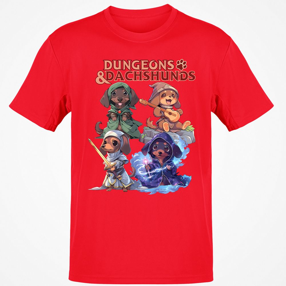 Dungeons & Dachshunds T-Shirt - Red - 10
