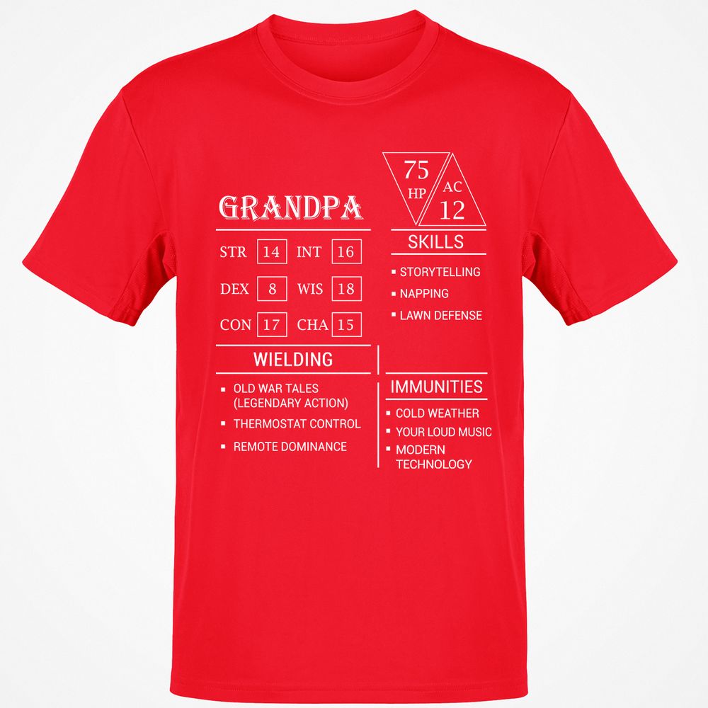 Grandpa Stats Classic Unisex T-Shirt - Red - 10