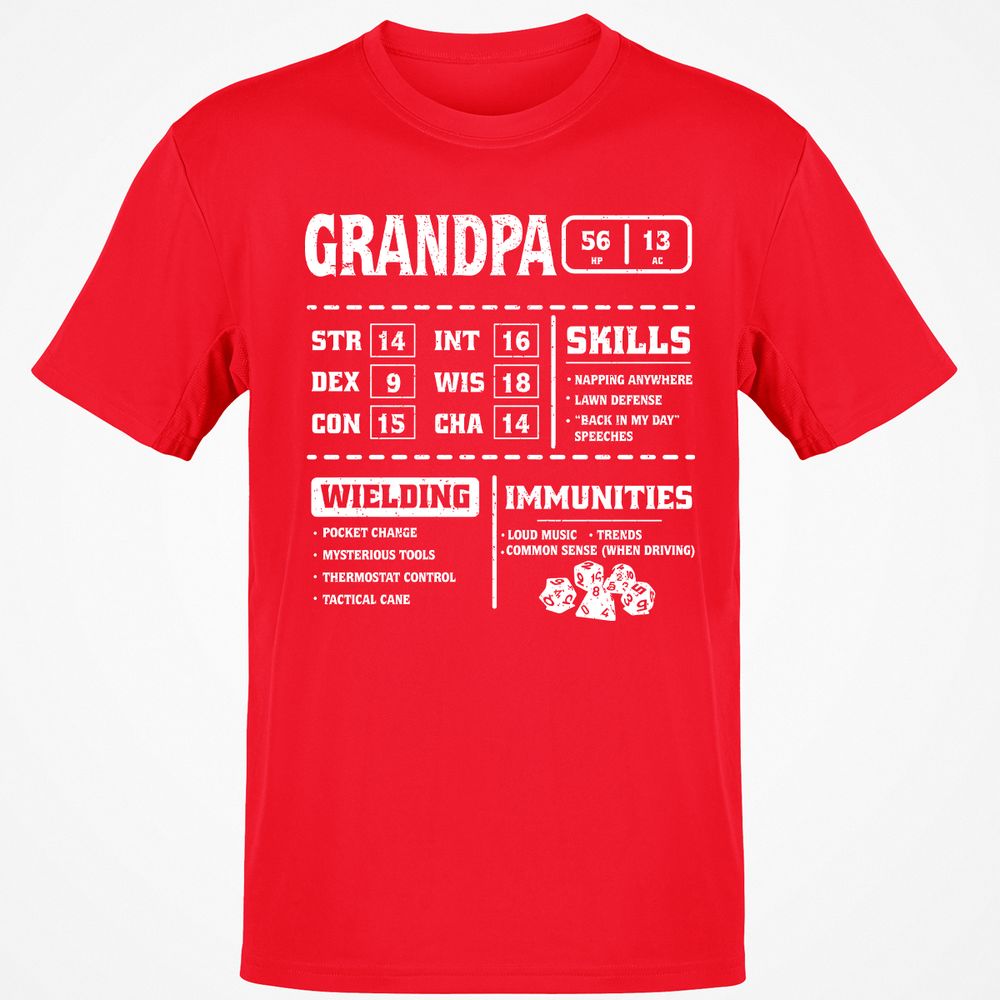 Grandpa Stats 2 Classic Unisex T-Shirt - Red - 10