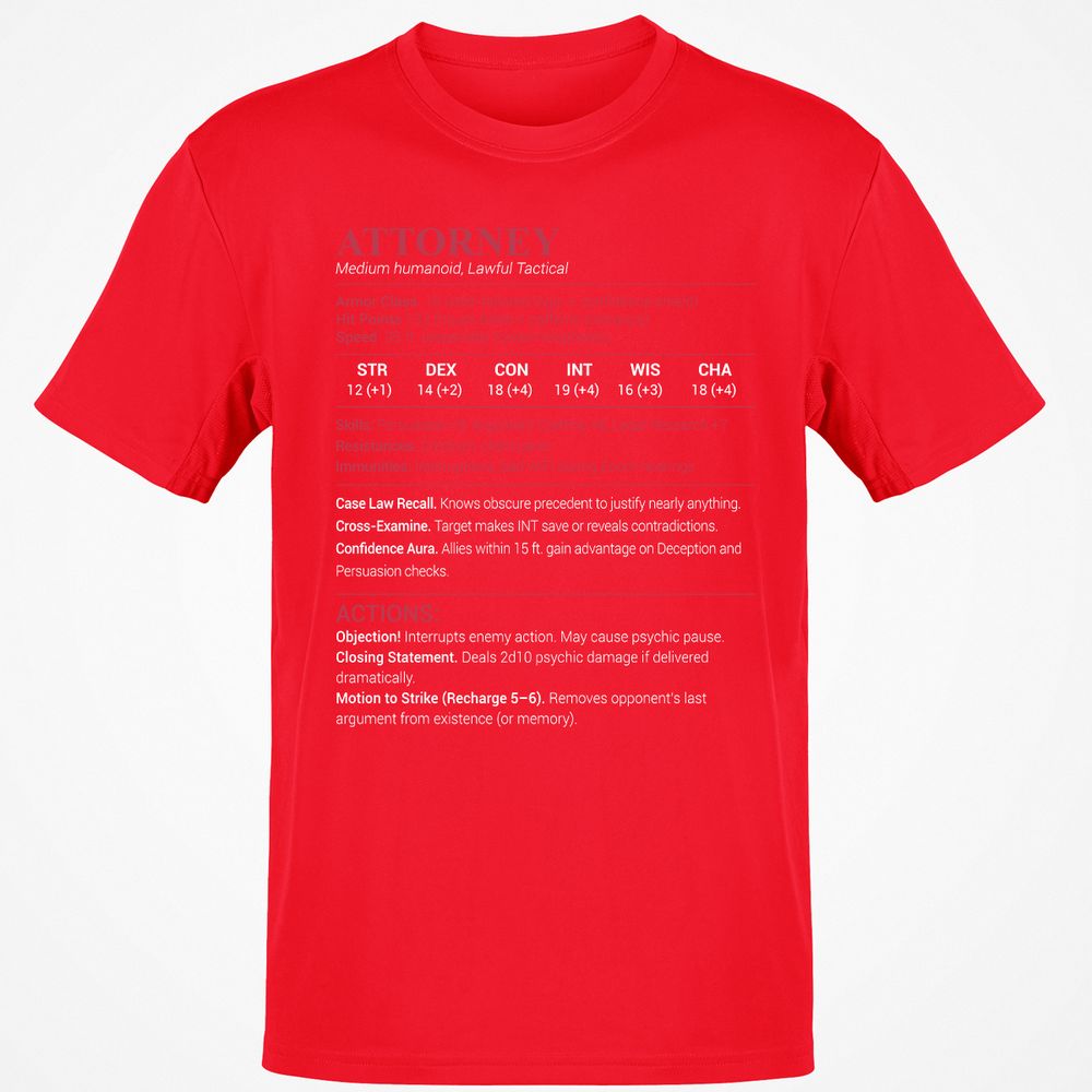 Attorney Stats Classic Unisex T-Shirt - Red - 10