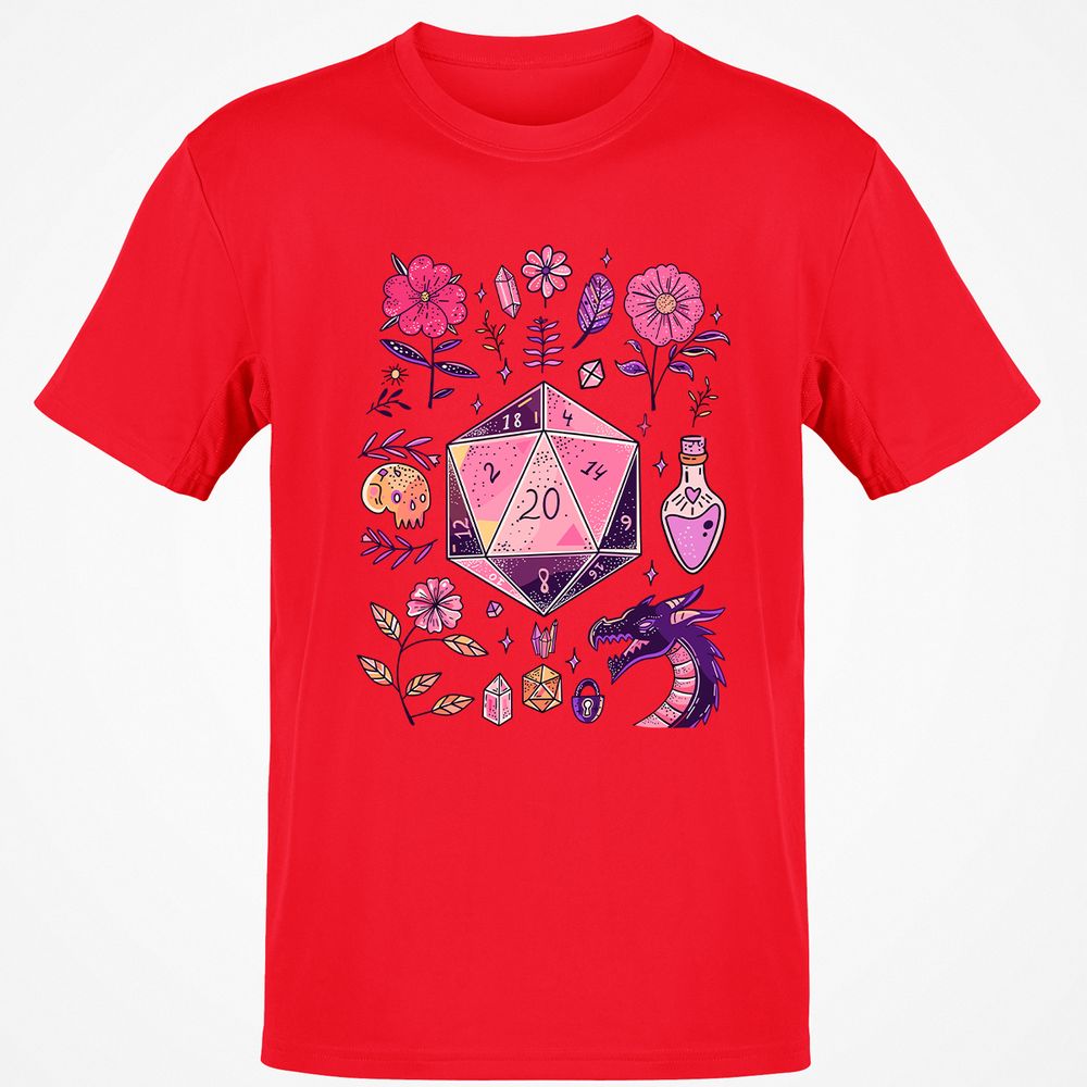 Mystic D20 Floral Dice Art - Red - 10