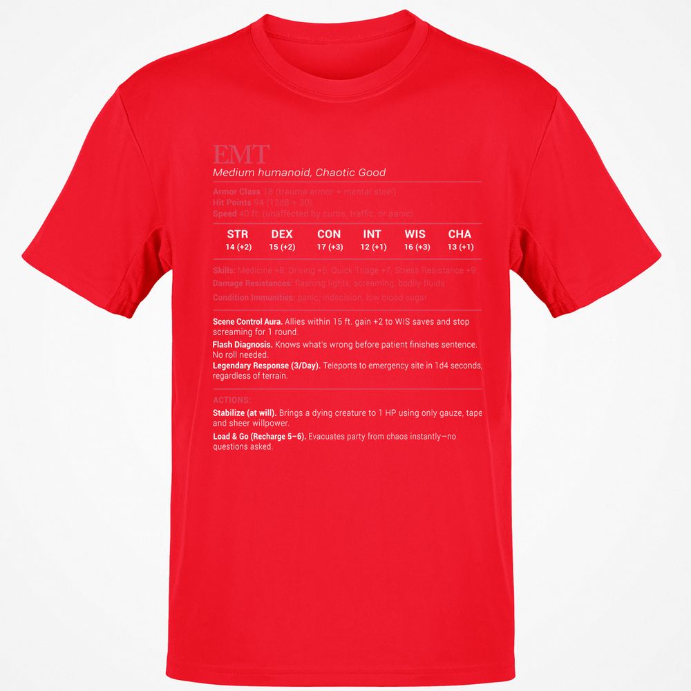 EMT Stats Classic Unisex T-Shirt - Red - 10