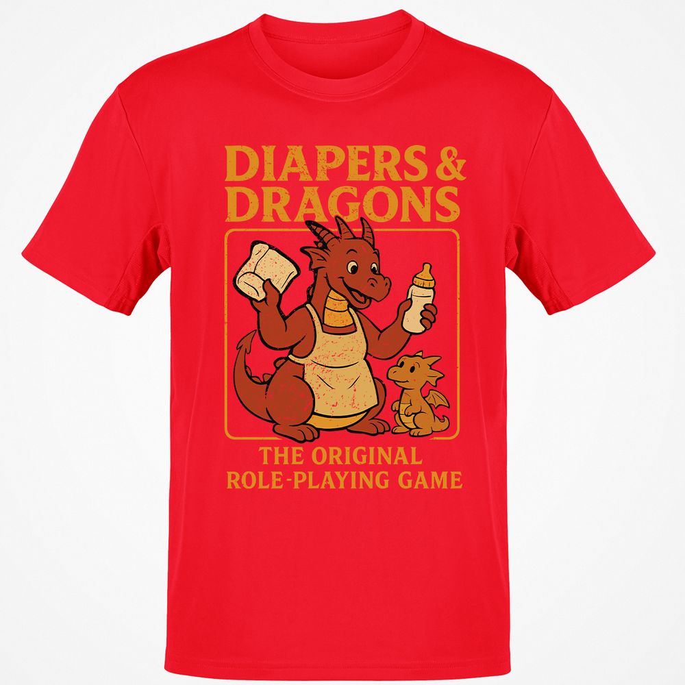 Diapers & Dragons Classic Unisex T-Shirt - Red - 10