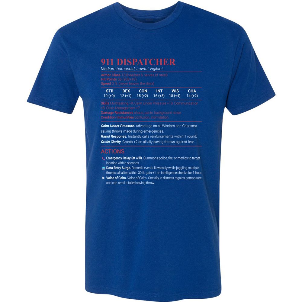 911 Dispatcher Premium Unisex T-Shirt - Royal - 10