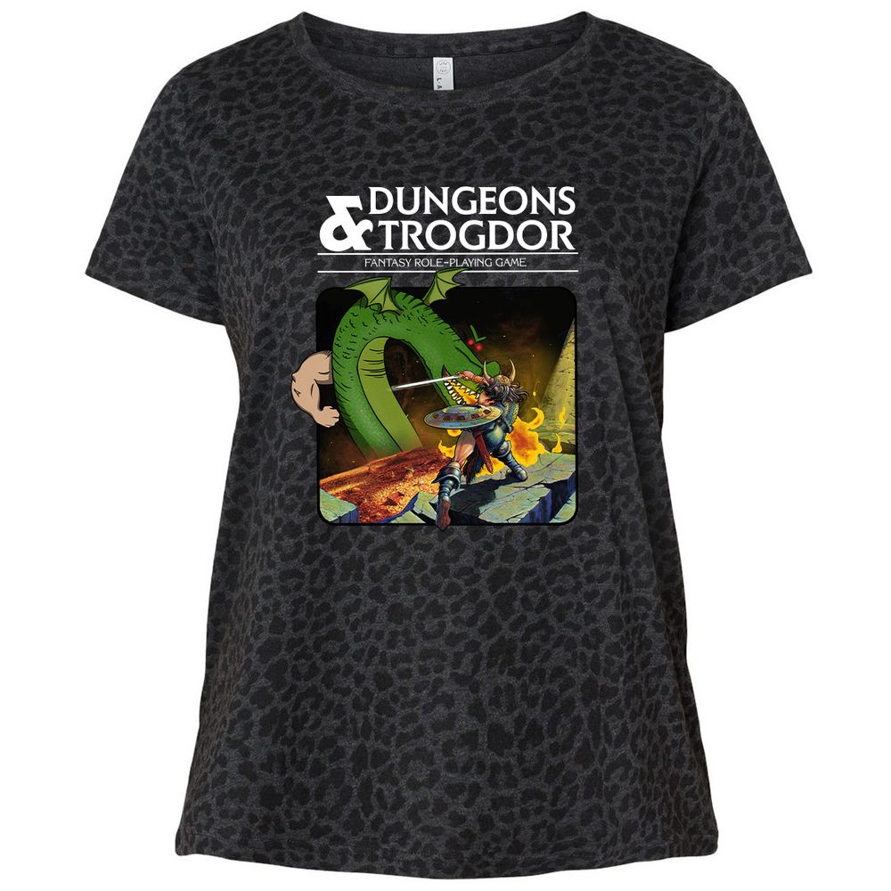 Trogdor Ladies Curvy Jersey - Black Leopard - 11