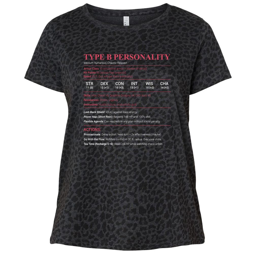 Type B Stats Ladies Curvy Jersey - Black Leopard - 11