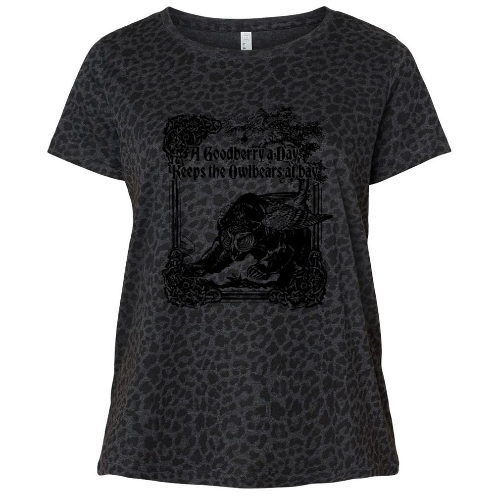 A Goodberry A Day Keeps The Owlbears At Bay Ladies Curvy Jersey - Black Leopard - 11