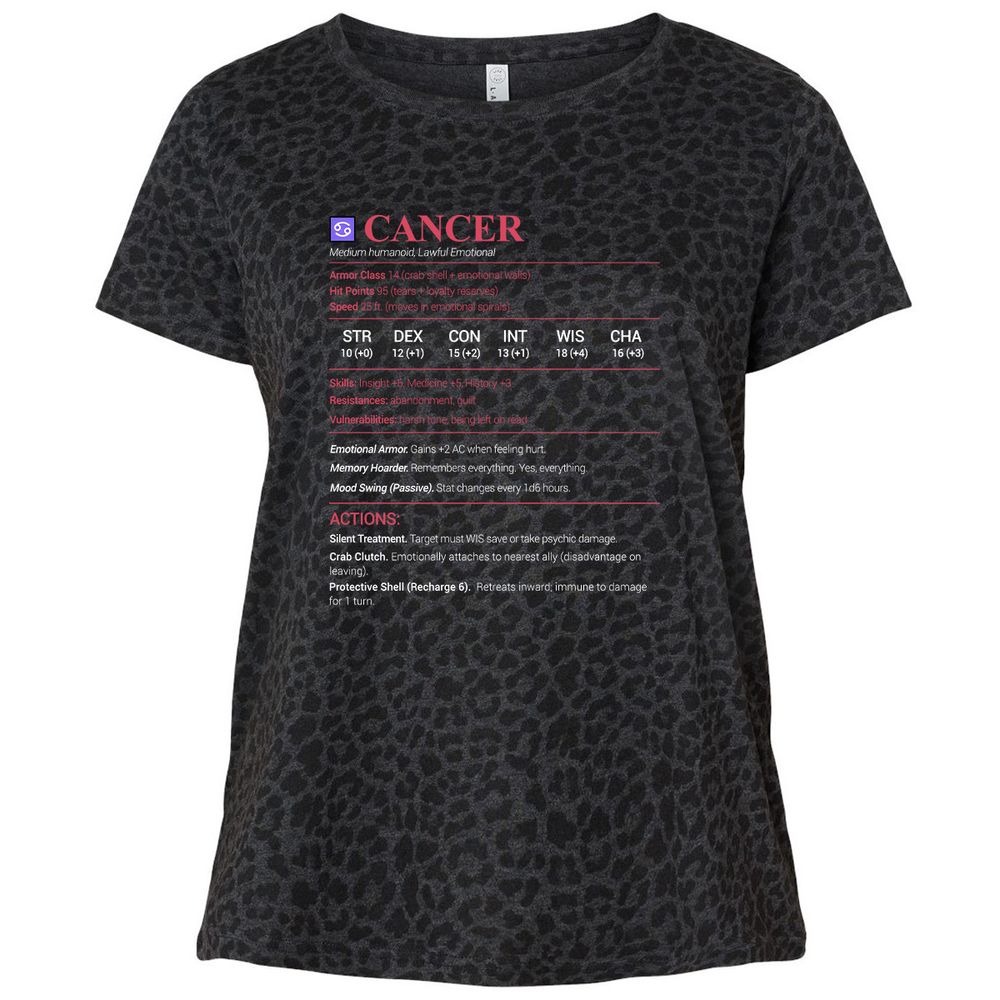 Cancer Stats Ladies Curvy Jersey - Black Leopard - 11
