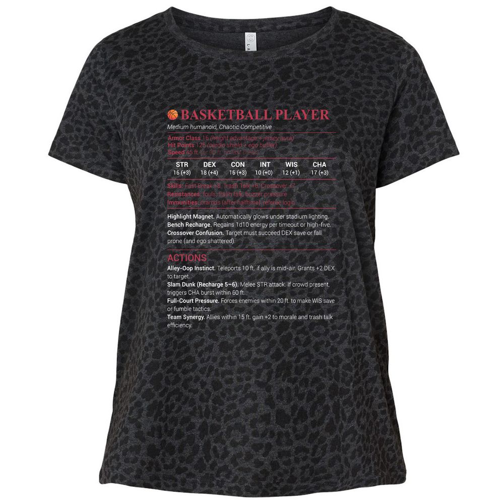 Basketball Player Ladies Curvy Jersey - Black Leopard - 11