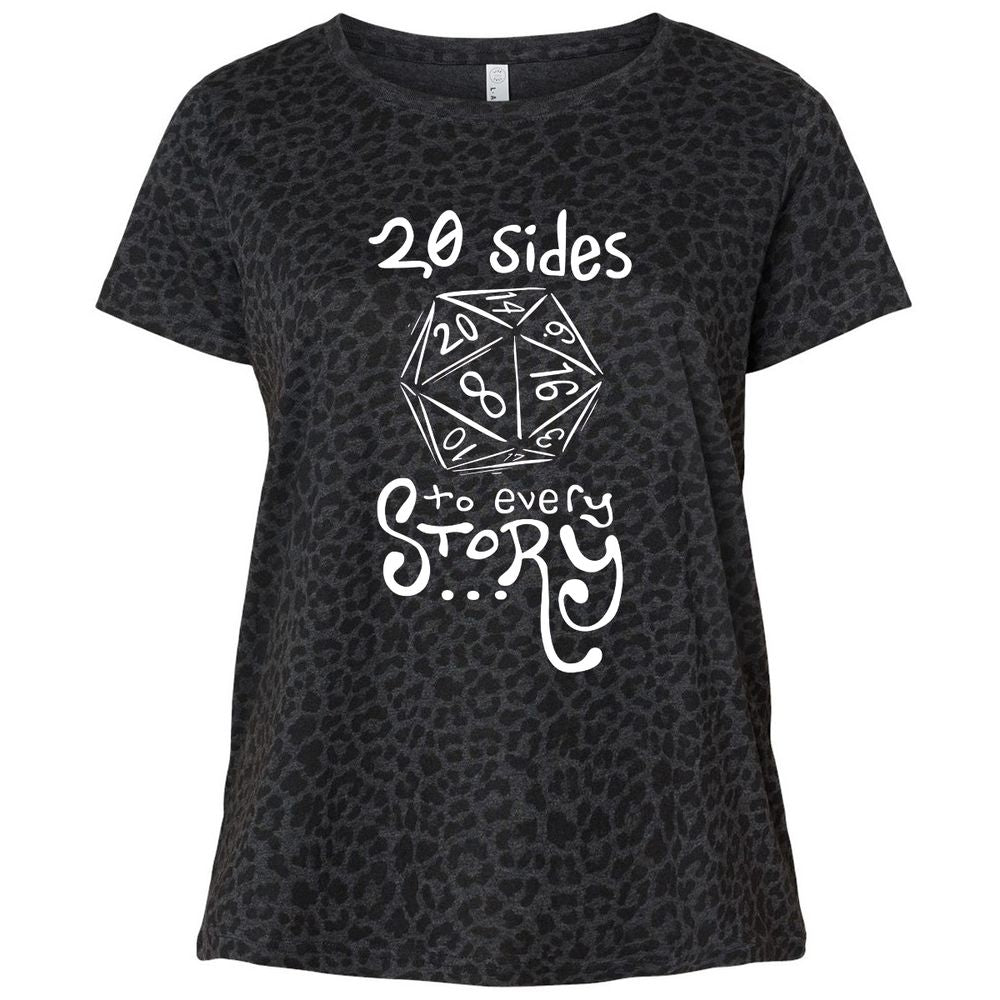 20 Sides to Every Story Ladies Curvy Jersey - Black Leopard - 11