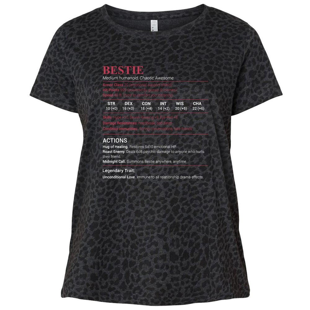 Bestie Stats Ladies Curvy Jersey - Black Leopard - 11