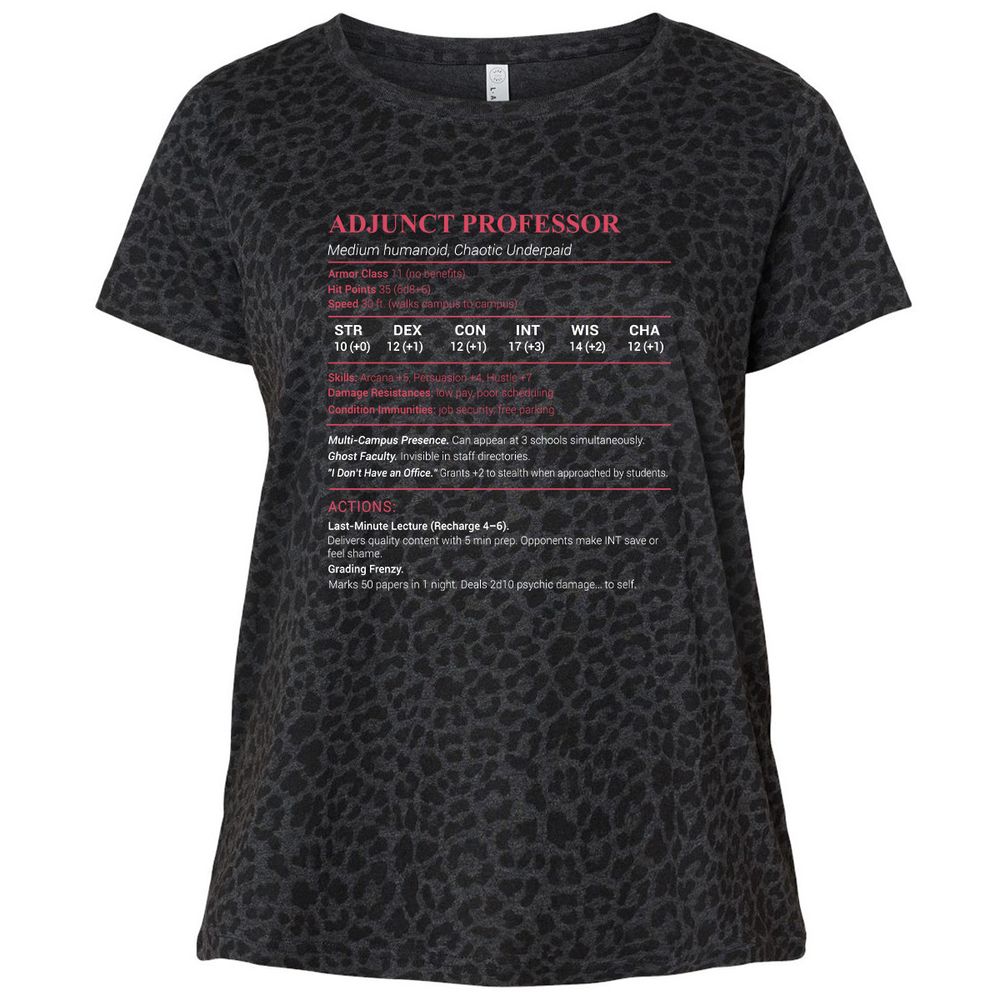 Adjunct Professor Stats Ladies Curvy Jersey - Black Leopard - 11