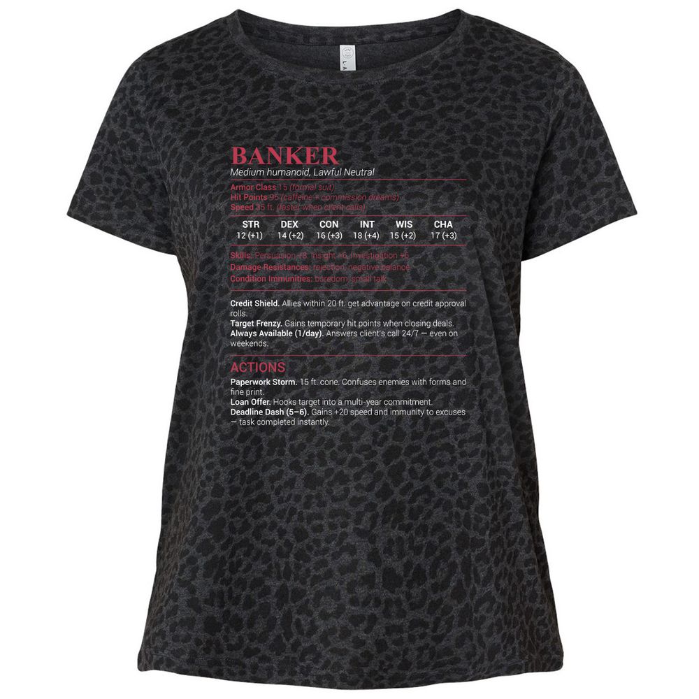 Banker Stats Ladies Curvy Jersey - Black Leopard - 11