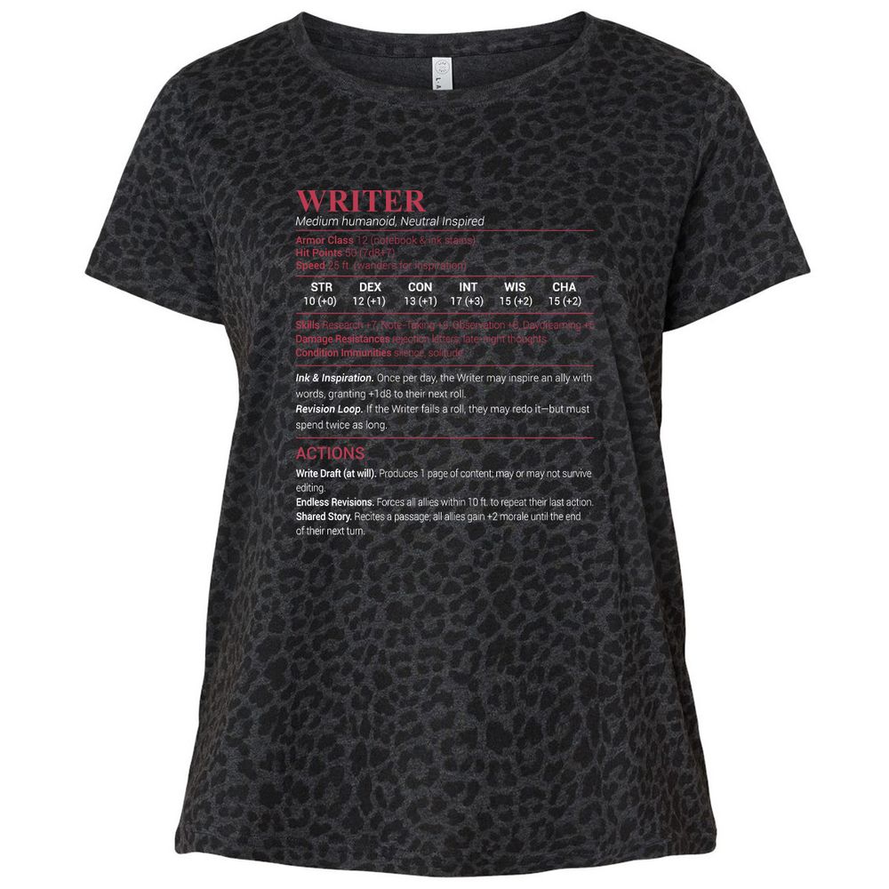 Writer Ladies Curvy Jersey - Black Leopard - 11