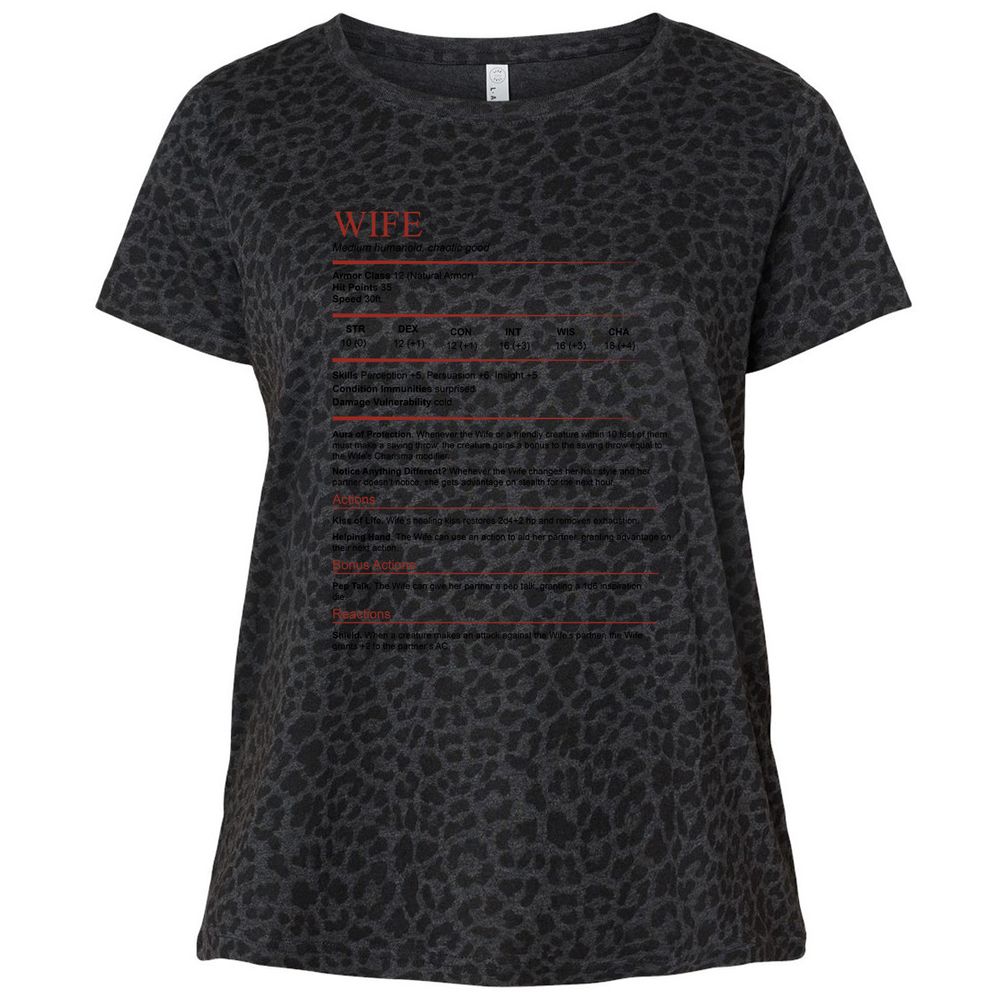 Wife White Ladies Curvy Jersey - Black Leopard - 11