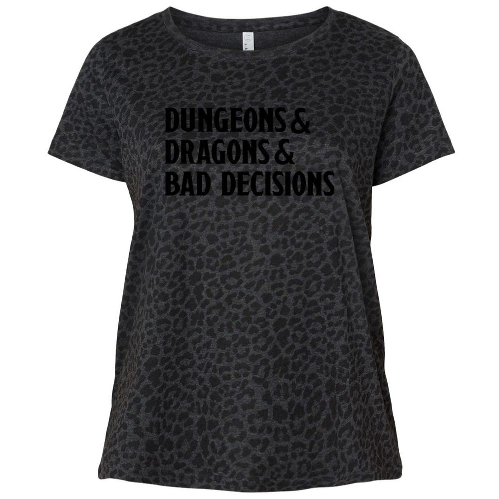 Bad Decisions Ladies Curvy Jersey - Black Leopard - 11