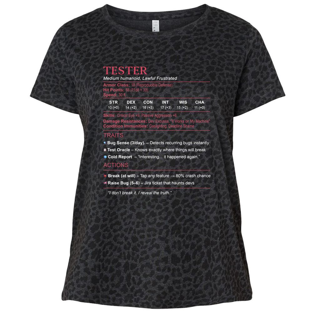 Tester Stats Ladies Curvy Jersey - Black Leopard - 11