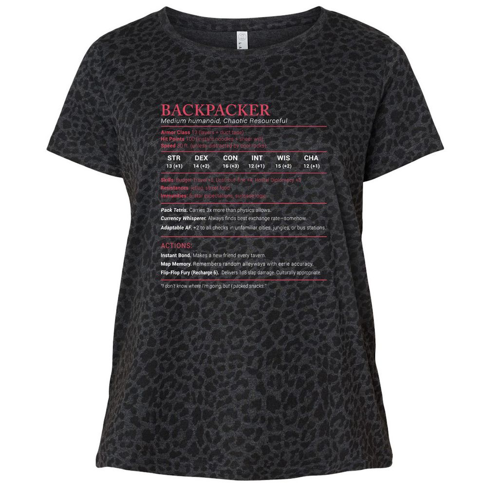 Backpacker Stats Ladies Curvy Jersey - Black Leopard - 11
