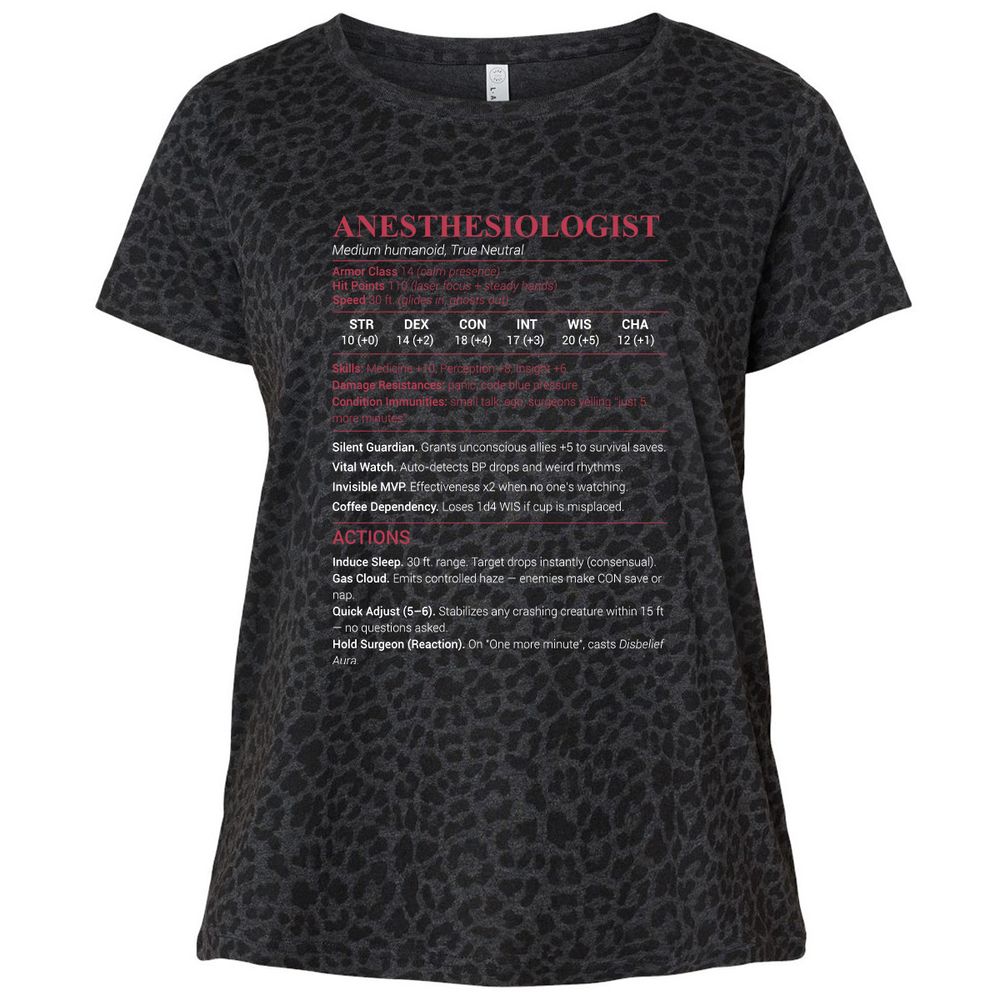 Anesthesiologist Stats Ladies Curvy Jersey - Black Leopard - 11