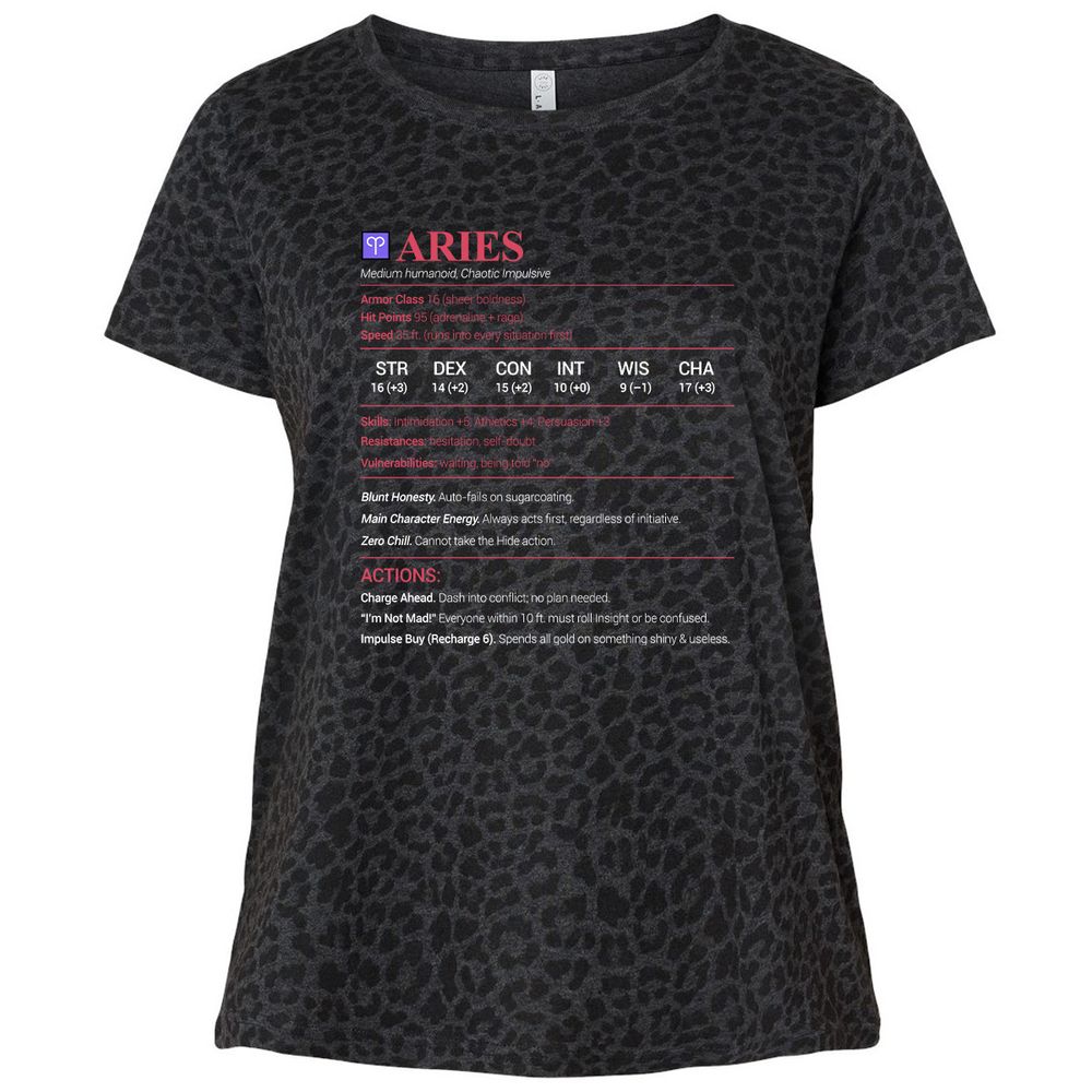 Aries Stats Ladies Curvy Jersey - Black Leopard - 11