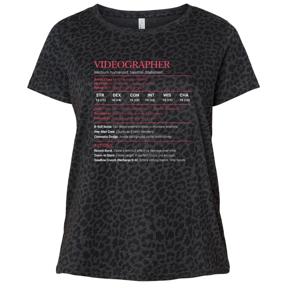 Videographer Stats Ladies Curvy Jersey - Black Leopard - 11
