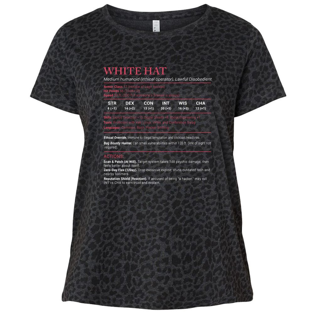 White Hat Stats Ladies Curvy Jersey - Black Leopard - 11