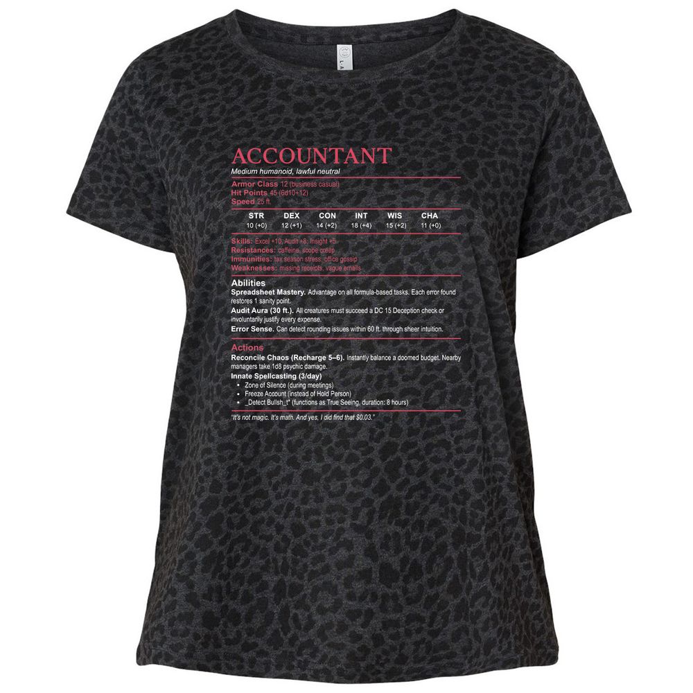 Accountant Stats Ladies Curvy Jersey - Black Leopard - 11