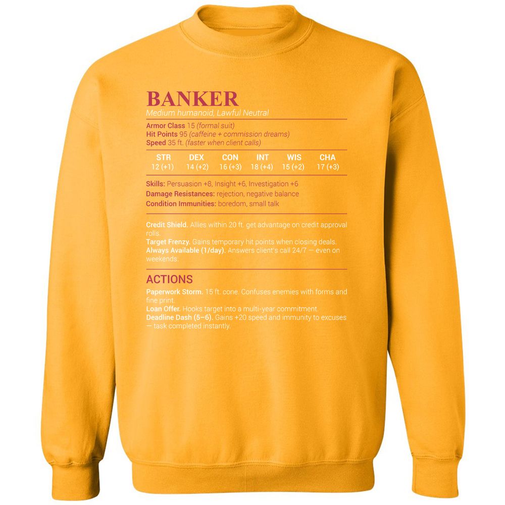 Banker Stats Classic Unisex Sweatshirt - Gold - 11