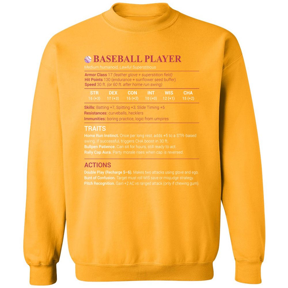 Baseball Player Classic Unisex Sweatshirt - Gold - 11